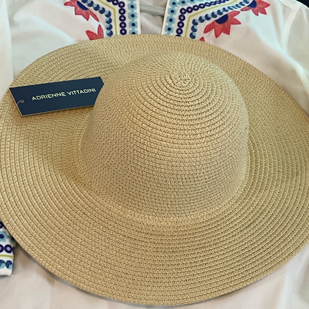 Adrienne Vittadini Tan Wide-Brim Hat